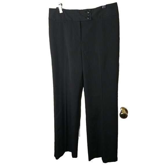 Worthington Women's Black Blue Pinstripe Button Close Dress Pants. Size 10 - Picture 1 of 12